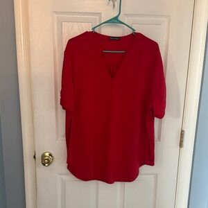 Elegant Scarlet Women's V-Neck Blouse